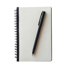 Minimalist Notebook with Black Pen on a White Background for Creative Writing and Note-Taking on transparent background