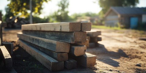 Construction Materials Stacked Outdoors