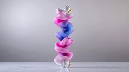 Abstract composition of swirling colorful liquid with popcorn