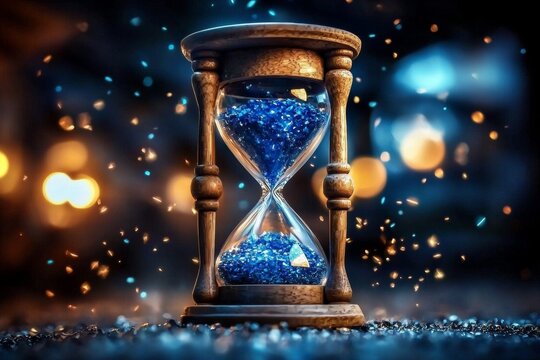 Time is fleeting, as represented by this evocative hourglass close-up.