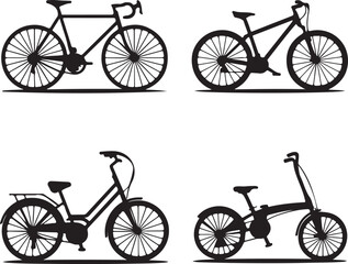 Set of Road Bicycles Vector on White Background.