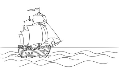 hand drawn vector illustration of a ship. coloring pages for kids