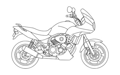 motorcycle bike drawing illustration for coloring pages