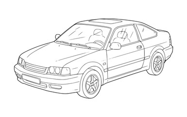 car drawing illustration coloring page for kids