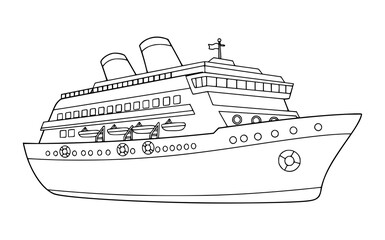 Obraz premium cruise ship vector illustration for coloring page