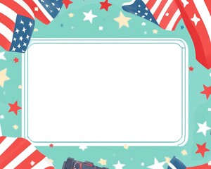 Obraz premium Blank Memorial Day Frame with American Flag Design – USA Patriotic Template for Messages 