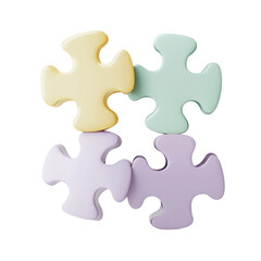 Colorful Puzzle Pieces for Creative Play and Learning on transparent background