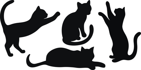 Best Black cat silhouette vector isolated on white background – elegant feline shape for pet logo, Halloween decor, t-shirt print, tattoo design, and animal-themed graphic projects.