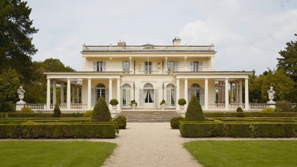 Elegant mansion with manicured gardens