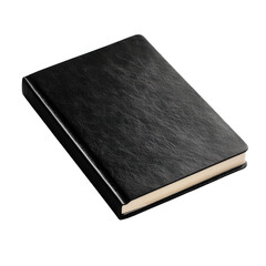 Elegant Black Leather Journal on a Simple Background for Writing and Reflection on transparent background