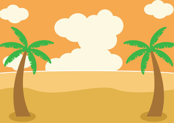 夏の海　夕方イメージ　ヤシの木