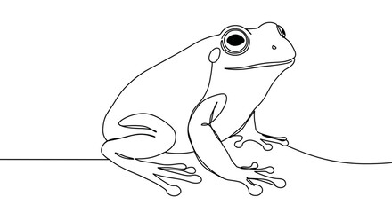 Line Art Frog Sitting on Ground  
