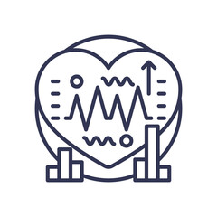 Heart with vital signs and graphs, symbolizing health monitoring.