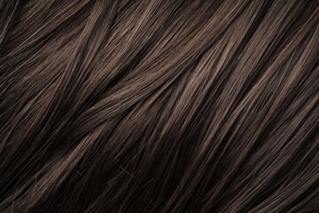 Fototapeta premium Close-up view of dark brown hair texture with subtle highlights, studio shot for beauty or fashion concept, macro detail