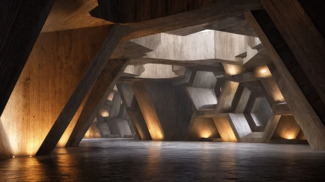 Futuristic Concrete Maze with Polygonal Geometry