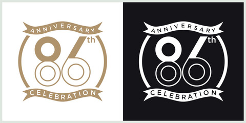 anniversary 86th logotype vector with brown and white color for special celebration day