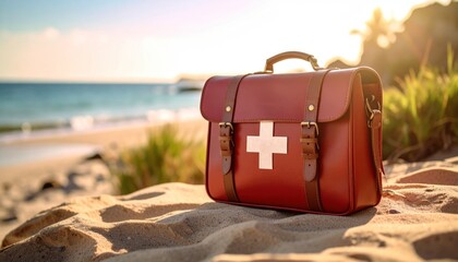 First Aid Kit at Beach Sand