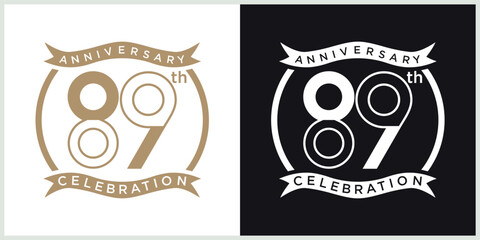 anniversary 89th logotype vector with brown and white color for special celebration day
