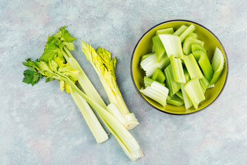 A fresh crisp celery stalk.
