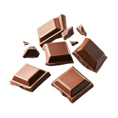 chocolate pieces isolated on white background