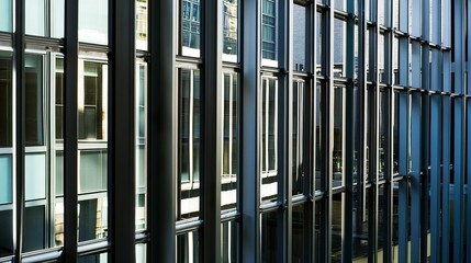 Obraz premium Intricate steelwork of a bridges slatted structure captured in close detail, with strong supports blending into the urban landscape, offering clear copy space. 