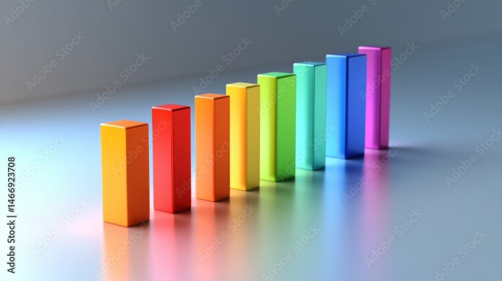 Poster a d business bar graph with colorful bars and shadow effects, representing key performance indicator