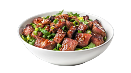 Delicious Beef Sesame Bowl Asian Inspired Recipe isolated on transparent background