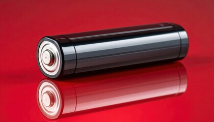 Battery on Red Background