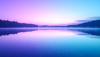 Fototapeta premium パステルグラデーションの柔らかい光が差し込む幻想的な湖, 自然な風景,イメージ