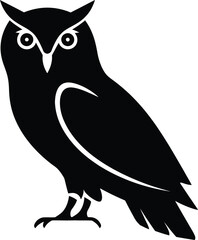 Fototapeta premium Cute cartoon owl, a wild bird with a beak, sits on a nature branch in this vector illustration