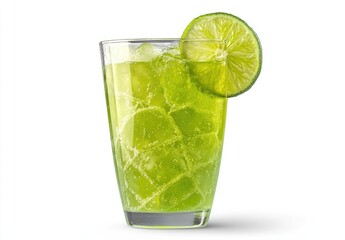 Refreshing lime-flavored bubbly drink with ice