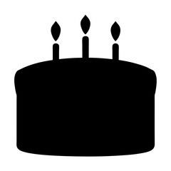 A silhouette of a delicious looking birthday cake with three candles