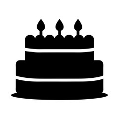 Simple icon representation of a two tiered birthday cake with candles