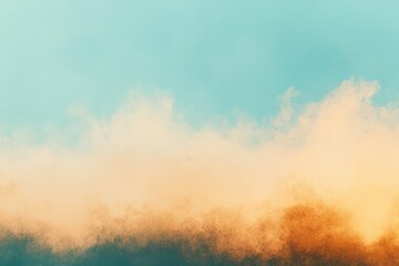 Teal and orange hazy sky with soft clouds