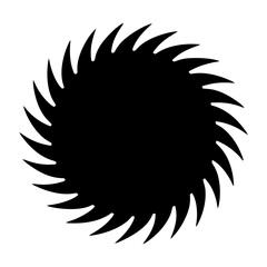 Geometric Black Shape with Serrated Edges Creating a Circular Illusion