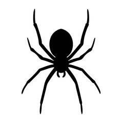 Simple black silhouette of an eight legged spider isolated on white