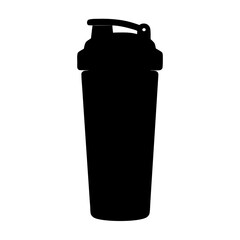 Black Silhouette of a Protein Shaker Bottle for Fitness Enthusiasts