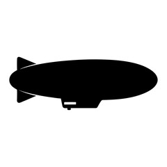 Silhouette of a dirigible zeppelin airship floating in the sky above