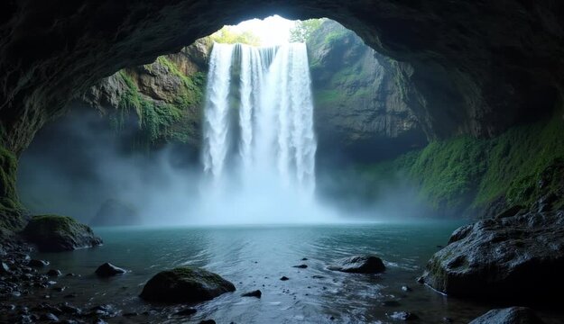 Tranquil Small Waterfall in Slow Motion &ndash; 4K Ultra HD Serene Nature Capture