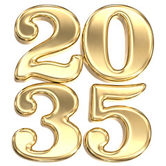 Happy New Year Number 2035 Gold 3D Render