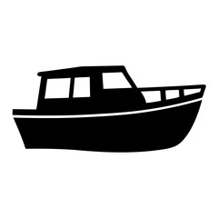 Simple vector outline of a boat, ship, yacht or motorboat vessel