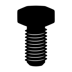 Black and white silhouette drawing of a hex bolt fastener component
