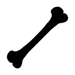 A stark black bone graphic on a clean white background illustration