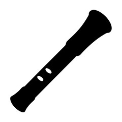 Silhouette of a Recorder Musical Instrument with Finger Holes on a White Background
