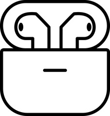 wireless earphone in earphone case outline icon illustration