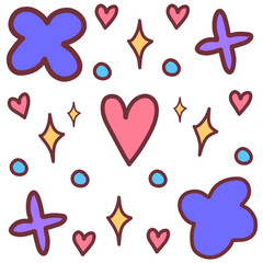 Colorful Hearts, Sparkles, and Stars Pattern