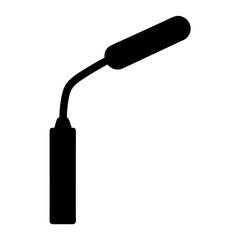 Black silhouette of a handheld gas torch with a rounded nozzle
