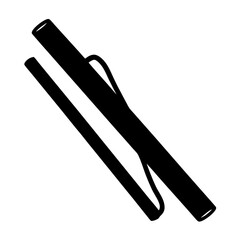 Stylized black and white illustration of a straightener or curling iron object