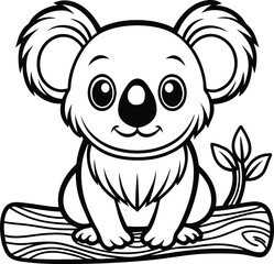 Obraz premium A cute bear sits on a log vector
