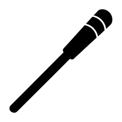 Black and white image of a stylized stirring rod or stick